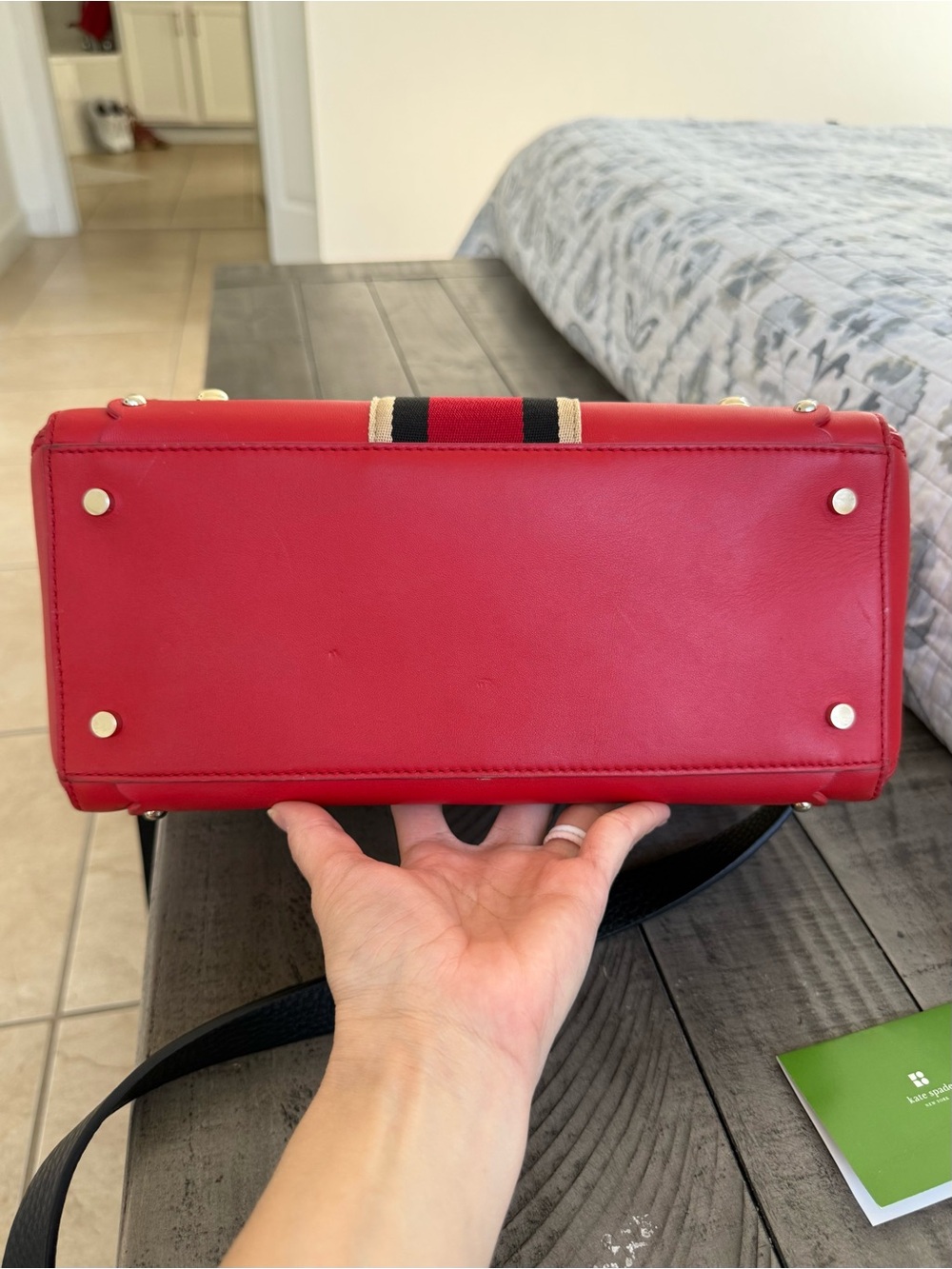 Kate spade Madison Stewart mega lane satchel red leather bag RARE - Picture 5 of 8